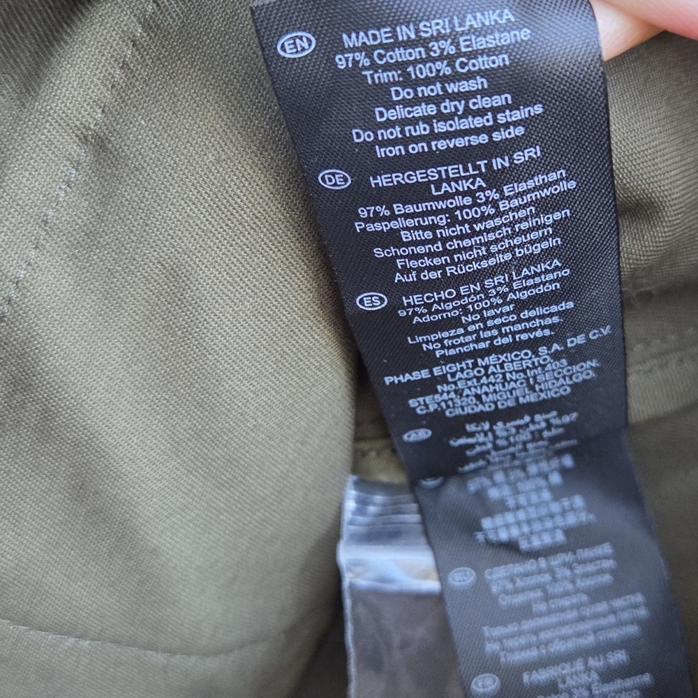 Hobbs London Farrah Cotton Blend Jacket Army Green Olive Size 10 - Picture 10 of 12